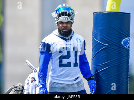 6. Juni 2017: Dallas Cowboys Runningback Hesekiel Elliott #21 während eines NFL-Mini-Camp organisiert Team-Aktivitäten bei The Star in Frisco, TX Albert Pena/CSM Stockfoto