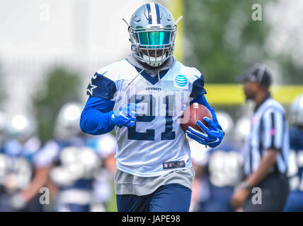 6. Juni 2017: Dallas Cowboys Runningback Hesekiel Elliott #21 während eines NFL-Mini-Camp organisiert Team-Aktivitäten bei The Star in Frisco, TX Albert Pena/CSM Stockfoto