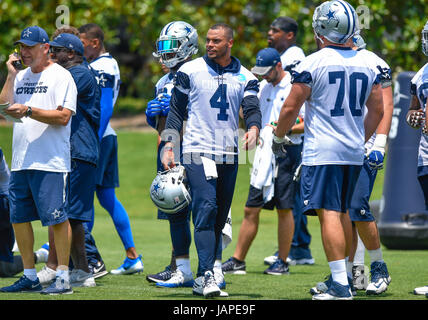 6. Juni 2017: Dallas Cowboys Quarterback Dak Prescott #4 während eines NFL-Mini-Camp organisiert Team-Aktivitäten bei The Star in Frisco, TX Albert Pena/CSM Stockfoto