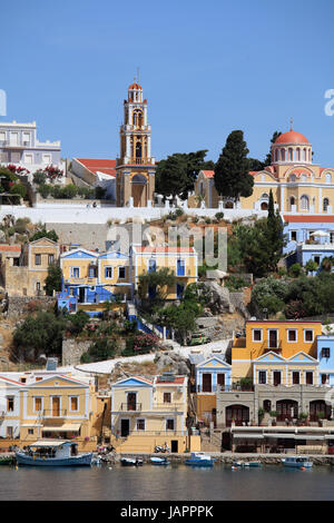 Griechenland, Dodekanes, Symi, Gialos, Stadt, Hafen, Stockfoto