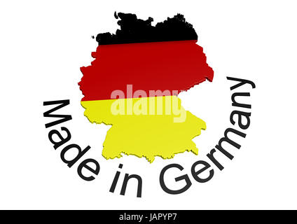 Deutschland mit Flagge Textur Und Schriftzug Made in Germany Stockfoto