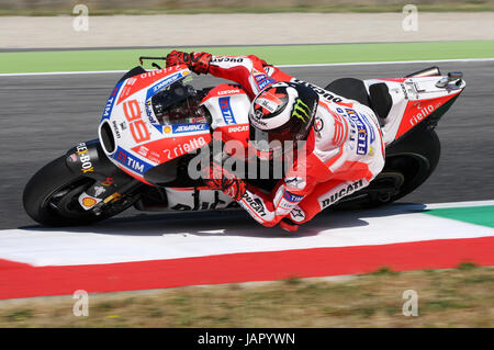 MUGELLO - Italien, Juni 3: Spanisch-Ducati-Pilot Jorge Lorenzo im Jahr 2017 OAKLEY MotoGP GP von Italien in Mugello Circuit am 3. Juni 2017 Stockfoto