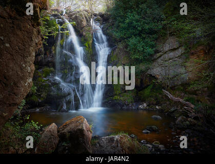 Beatifull Wasserfall in das Valley of Desolation, Bolton Abbey, North Yorkshire Stockfoto