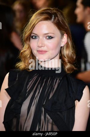 Holliday Grainger, die Teilnahme an der Uraufführung von meine Cousine Rachel statt auf Picturehouse Central Cinema in Piccadilly, London. Stockfoto