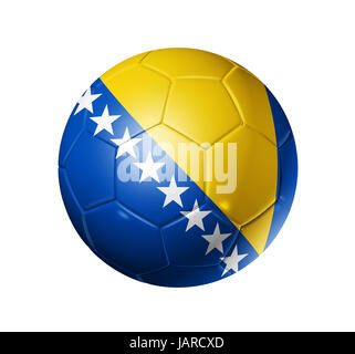 3D Fußball mit Bosnien und Herzegowina Team Flagge, Fußball-WM Brasilien 2014. isoliert auf weiss mit Beschneidungspfad Stockfoto