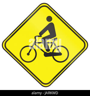 Straßenschild in Uruguay - Fahrrad überqueren verwendet. Stockfoto