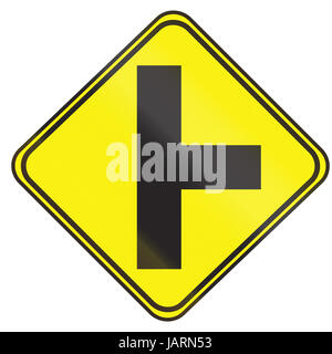 Straßenschild in Uruguay - Seite Kreuzung rechts unkontrollierte verwendet. Stockfoto