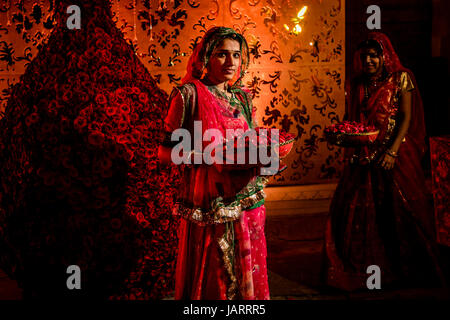 Hochzeit Anbieter in Udaipur, Indien Stockfoto