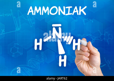 Hand Zeichnet Chemische Strukturformel von Ammoniak Stockfoto