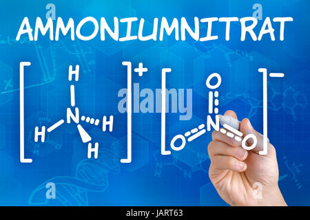 Hand Zeichnet Chemische Strukturformel von Ammoniumnitrat Stockfoto