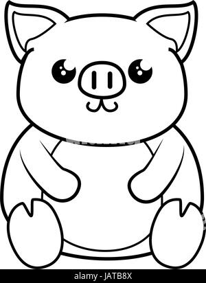 Schwein-Kawaii-cartoon Stock Vektor