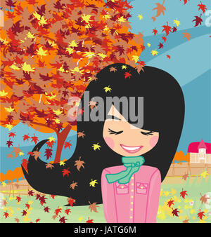 süße Mädchen im Herbst Stockfoto