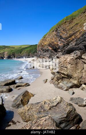 Summertime in Lantic Bay, Cornwall, England. Stockfoto