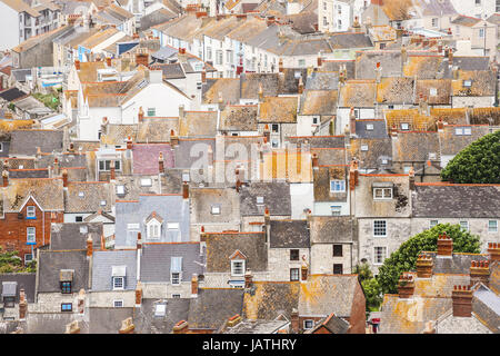 Antenne auf dem Dach Abstract von Gebäuden in Portland Bill in der Nähe von Weymouth, Großbritannien Stockfoto