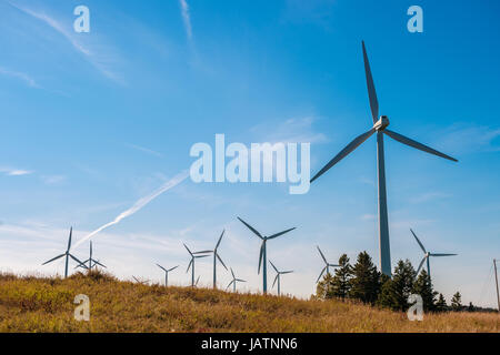 GAP Chat - Kanada: 1. Oktober 2016: Turbine Windpark über blauen Himmel bei Sonnenuntergang Stockfoto