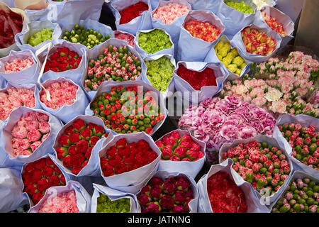 Schnittblumen im Hong Kong Flower market, Mong Kok, Kowloon, Hong Kong, China Stockfoto