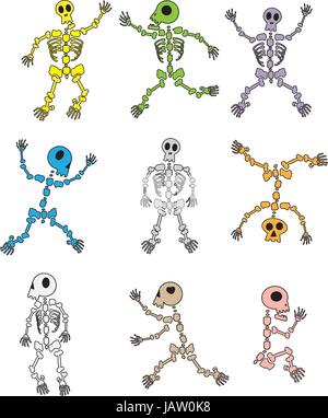 Fun Hand Drawn Cartoon Skeleton Vectors Stock Vektor