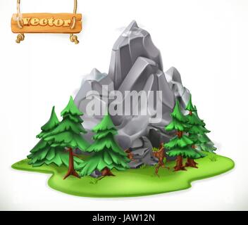 Wald- und Bergregionen. Camping 3d Vektor icon Stock Vektor