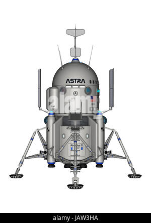 Digitale 3D Rendern von einem amerikanischen Mond Lander isoliert auf weißem Hintergrund Stockfoto