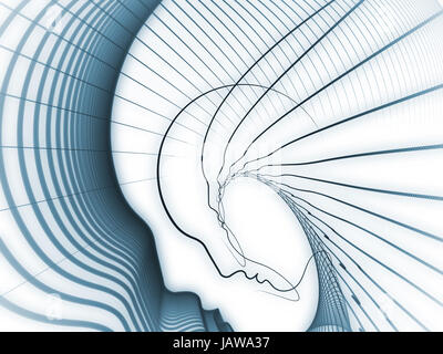 Geometrie der Seele-Serie. Optisch ansprechende Komposition von Profillinien des menschlichen Kopfes als Hintergrund dienen funktioniert auf Bildung, Wissenschaft, Technik und Grafik-design Stockfoto