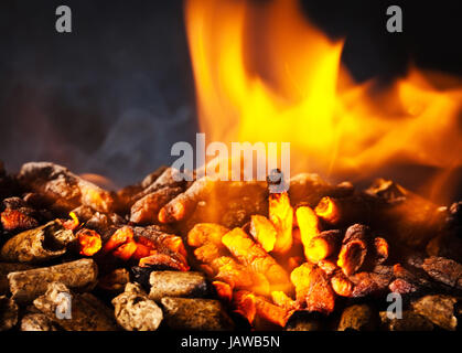 Nahaufnahme Bild von Holzpellets Stockfoto