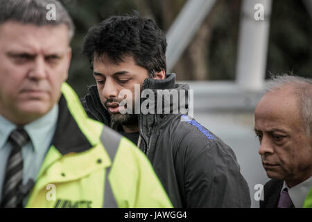 Shrien Dewani kommt in Belmarsh Magistrates Court in London, Vereinigtes Königreich. Stockfoto