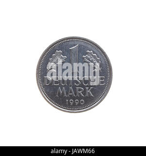 Eine d-Mark Münze isoliert auf einem weißen Hintergrund Stockfoto