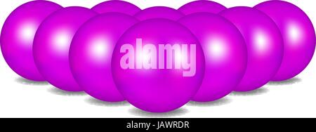 Kugeln in lila Design stehen in Bildung auf weißem Hintergrund Stock Vektor
