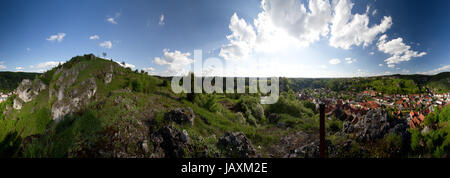 Panorama Landschaft Pottenstein Stockfoto