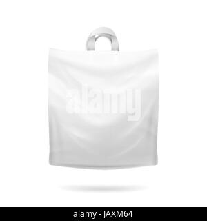 Leere wiederverwendbare Kunststoff realistische Einkaufstaschen Set mit Griffen. Mock Up hautnah. Vektor Stock Vektor