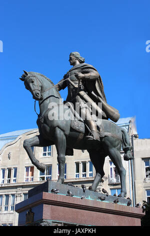 Denkmal von Daniel von Galizien sitzt auf Pferd in Lvov Stadt Stockfoto