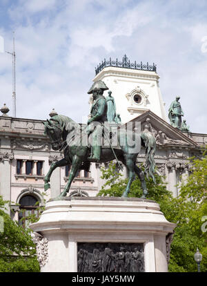 Statue von Don Pedro IV auf Praça da Liberdade Oin Porto - Portugal Stockfoto