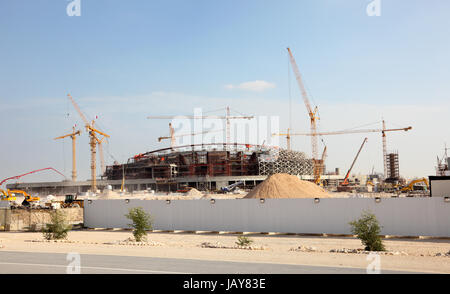 Bau eines Stadions in der Wüste von Katar, Nahost Stockfoto