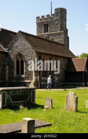 St James Church, Bushey, Hertfordshire, hat ein Hammer-Strahl-Dach, das ist eines der ältesten in Hertfordshire. Stockfoto