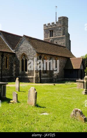 St James Church, Bushey, Hertfordshire, hat ein Hammer-Strahl-Dach, das ist eines der ältesten in Hertfordshire. Stockfoto