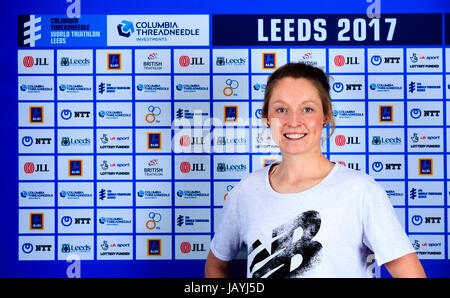 Non Stanford, Columbia Threadneedle World Triathlon Leeds auf der Pressekonferenz in Leeds Civic Hall. Stockfoto