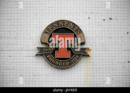 Tennents Lager Vintage Zeichen T Brauerei Bier Pub logo Stockfoto