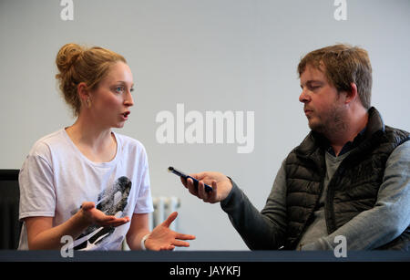 Non Stanford, Columbia Threadneedle World Triathlon Leeds auf der Pressekonferenz in Leeds Civic Hall. PRESSEVERBAND Foto. Bild Datum: Donnerstag, 8. Juni 2017. Bildnachweis sollte lauten: John Walton/PA Wire Stockfoto