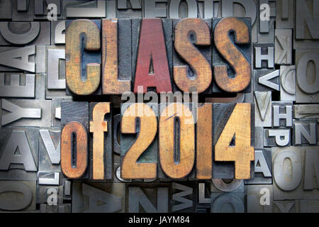 Klasse von 2014 in Vintage Buchdruck Art geschrieben Stockfoto