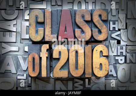 Klasse geschrieben in Vintage Buchdruck Typ 2016 Stockfoto