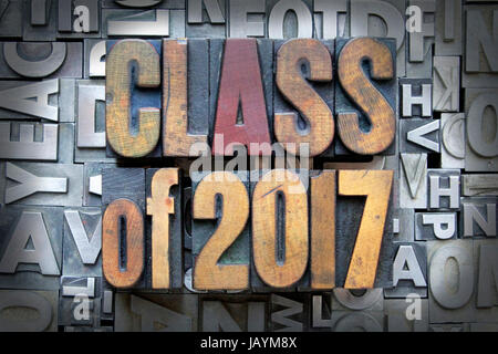 Klasse von 2017 in Vintage Buchdruck Art geschrieben Stockfoto