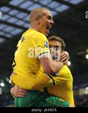 STEVE MORISON feiert Tor WEST BROMWICH ALBION V NORWICH HAWTHORNS BIRMINGHAM ENGLAND 14. Januar 2012 Stockfoto