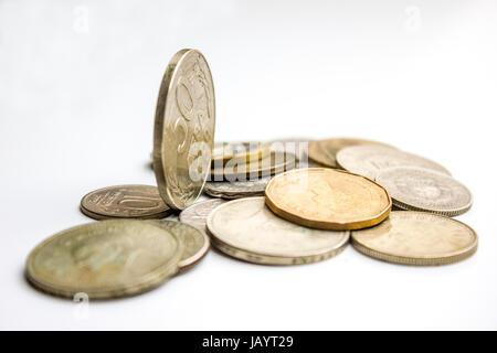 Verschiedene Münzen - alt und neu, aus der ganzen Welt. Stockfoto