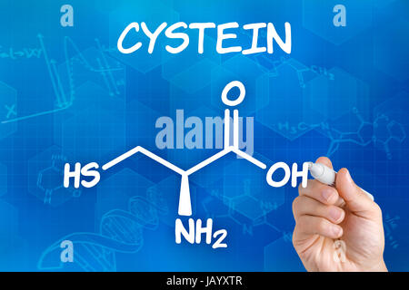 Hand Zeichnet Chemische Strukturformel von Cystein Stockfoto