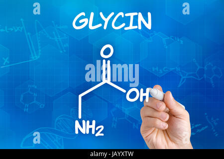 Hand Zeichnet Chemische Strukturformel von Glycin Stockfoto