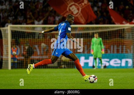 BARYSAW/Weißrussland – 9. September 2016: Paul Pogba von Frankreich Fußball-Nationalmannschaft im Spiel gegen Weißrussland dribbelt Stockfoto