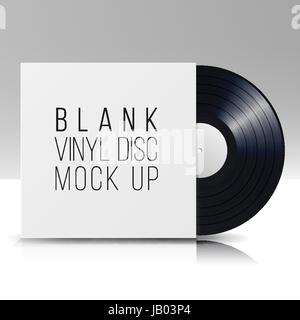 Vinyl-Disc. Leere isolierten weißen Hintergrund. Realistische leere Vorlage einer Musik aufzeichnen Platte mit Blindabdeckung Umschlag. Vektor Stock Vektor