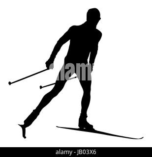 schwarze Silhouette männliche Athlet Langläuferin Stockfoto