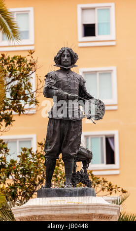 Velaquez Maler Statue von Antonio Susillo Sevilla Andalusien Spanien. Statue im Jahre 1895 installiert. Velaquez ist einer der berühmtesten Maler in Spanien und wurde in Sevilla geboren. Stockfoto