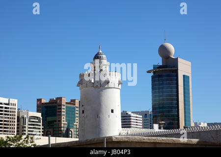 Qasr al Hosn Turm - das älteste Steingebäude in Abu Dhabi, Vereinigte Arabische Emirate Stockfoto